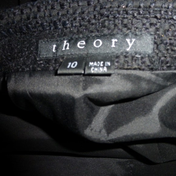 Theory black wool cotton textured woven blazer 10 - Picture 7 of 7